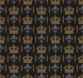 Royal background pattern in retro style background image. Dark seamless pattern